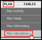 Plan Allocations Option on Plan Menu