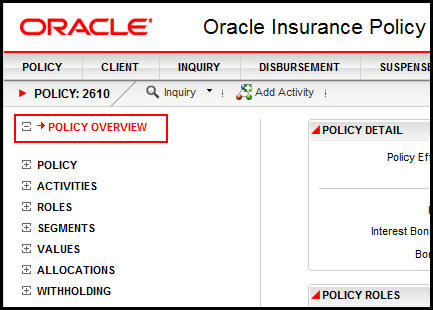 Policy Overview Link on Policy Screen
