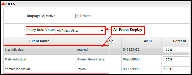 Role View Displaying All Roles