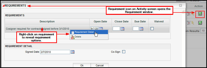 Requirement window in OIPA