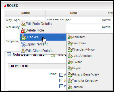 Roles Right-click Menu
