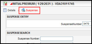 Suspense link in Activity Detail window
