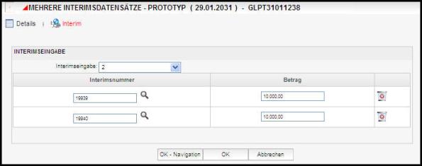 Interimslink für mehrere Interimsaktivitäten