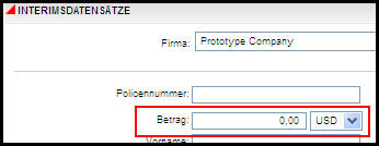 Währung im Interimsdatensatz