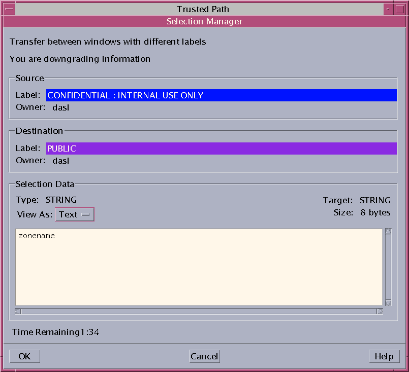 image:Window titled Selection Manager shows the source, destination, and transaction information for text being transferred from one window to another.
