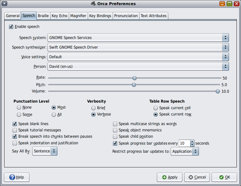 image:Figure displaying the Orca speech preferences.