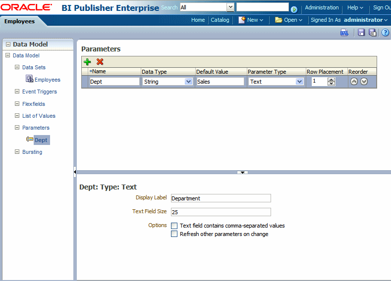 Text Parameter Definition