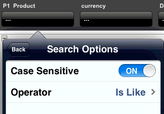 Search Options dialog for a prompt