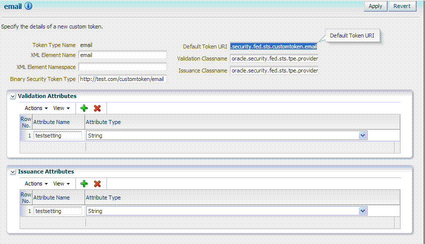Custom Token Definition: email