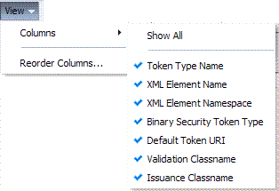 Custom Tokens Search View Menu