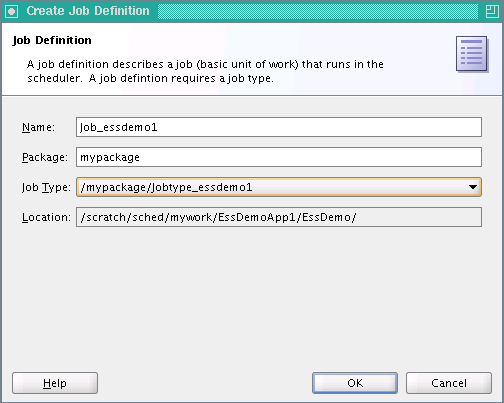 Using the Job Definition Creation Dialog