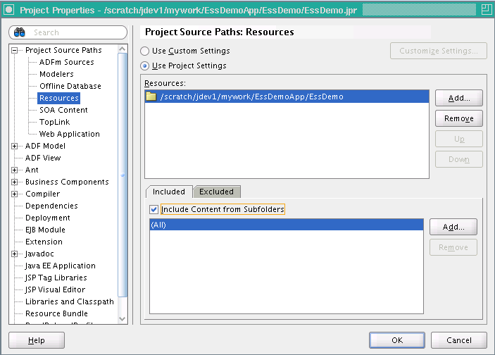 Updating Project Resources for Sample Project
