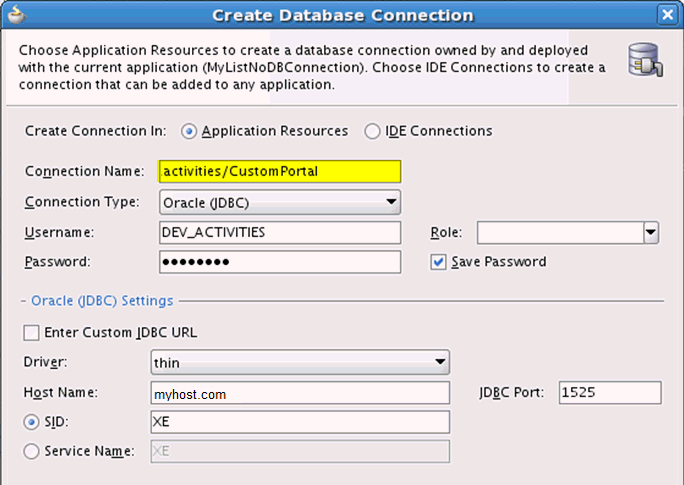 Connection Name - Activities/CustomPortal