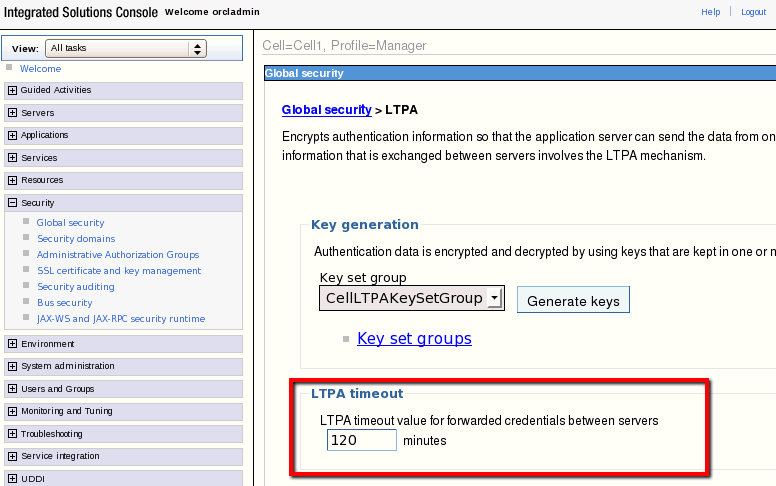 LTPA Timeout Setting