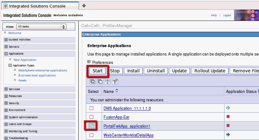Starting the WebCenter Portal Application
