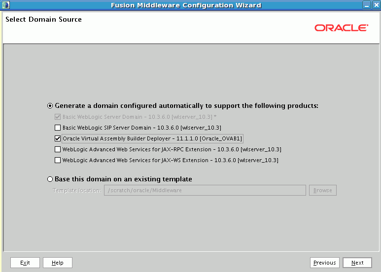 Configuration Wizard screen for Oracle BPM Suite.