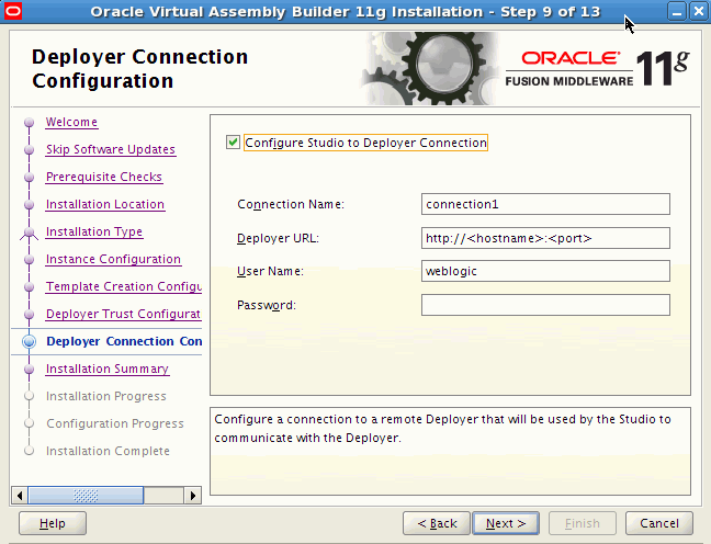 Deployer Identity Options page