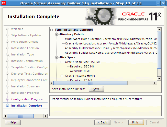 Installation Complete page