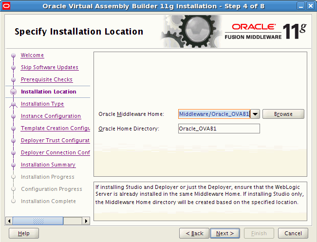 Installation Location page