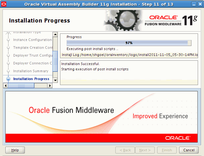 Configuration Progress page