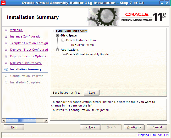 Installation Summary page