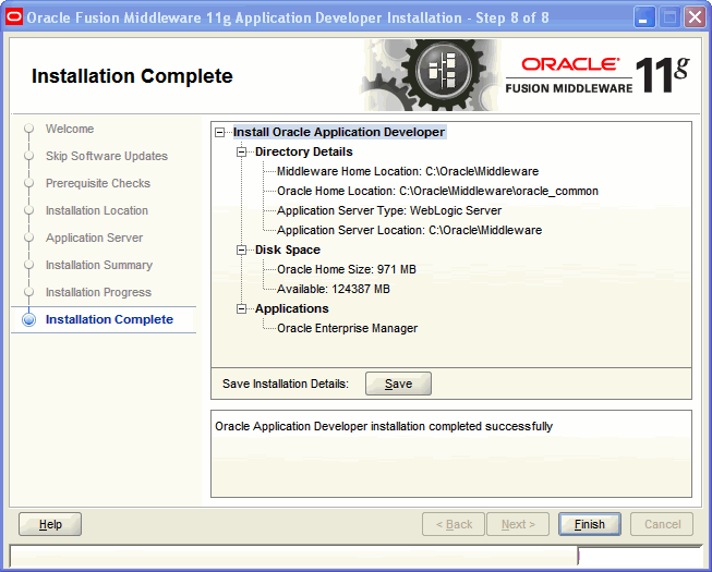 Installation Complete screen