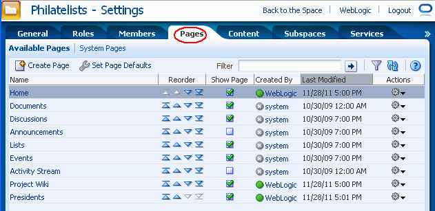 Space Administration: Pages Page