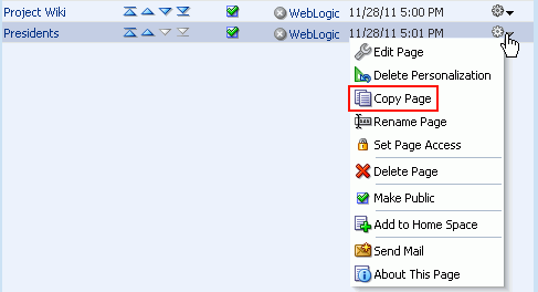 Copying a Page in a Space