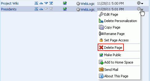 Deleting a Page in a Space
