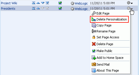 Removing User Customizations from a Space Page