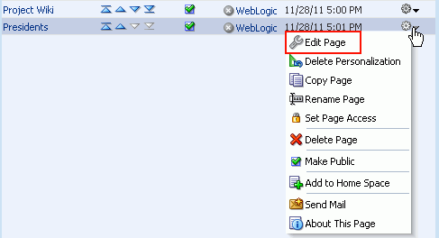 Editing a Page in a Space
