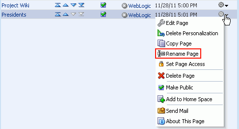 Renaming a Page in a Space