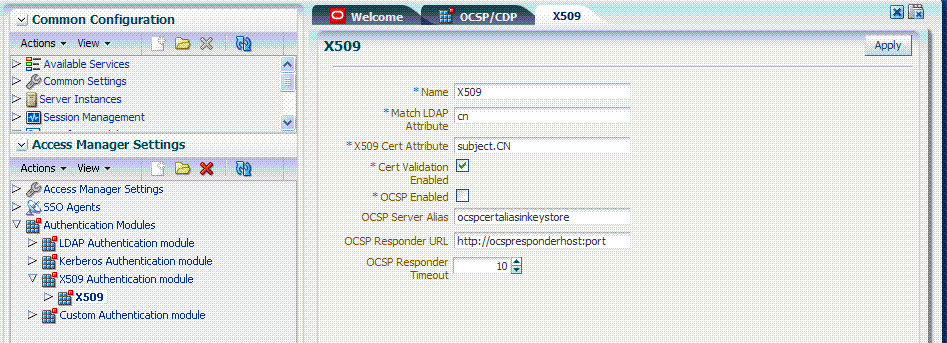 Pre-Configured X509 Authentication Module