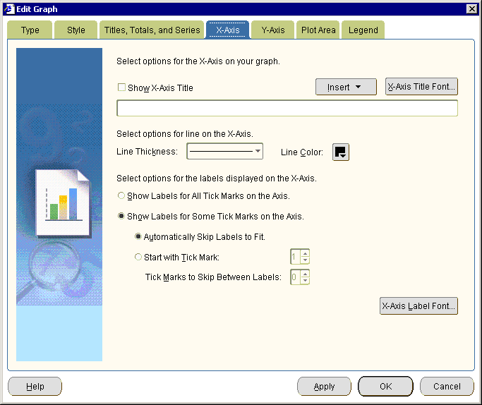 The X-Axis dialog.