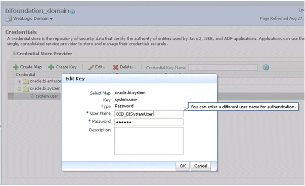 Edit Key dialog enter new oid details for authentication.