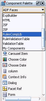 Rules Editor Component Library in the Component Palette
