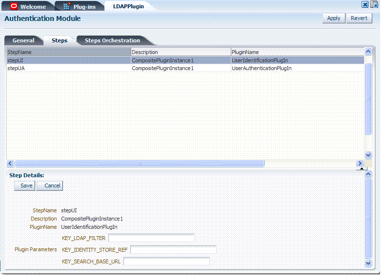 Custom Authentication Module, Steps Subtab