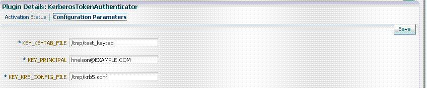 Plugin Configuration Details: Kerberos