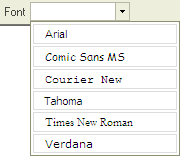 Font menu with available fonts.