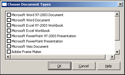 Choose Document Types dialog box