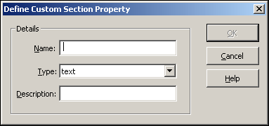Define Custom Section Property dialog box