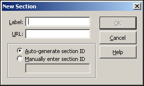 New Section dialog box