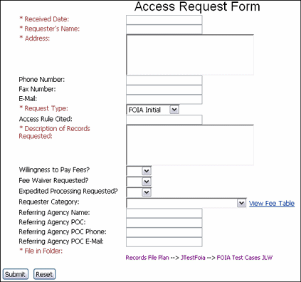 Surrounding text describes the Access Request Form.