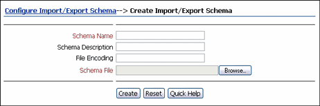 Text describes the Create Import/Export Schema Page.