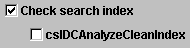 Shows options for analyzing the search index
