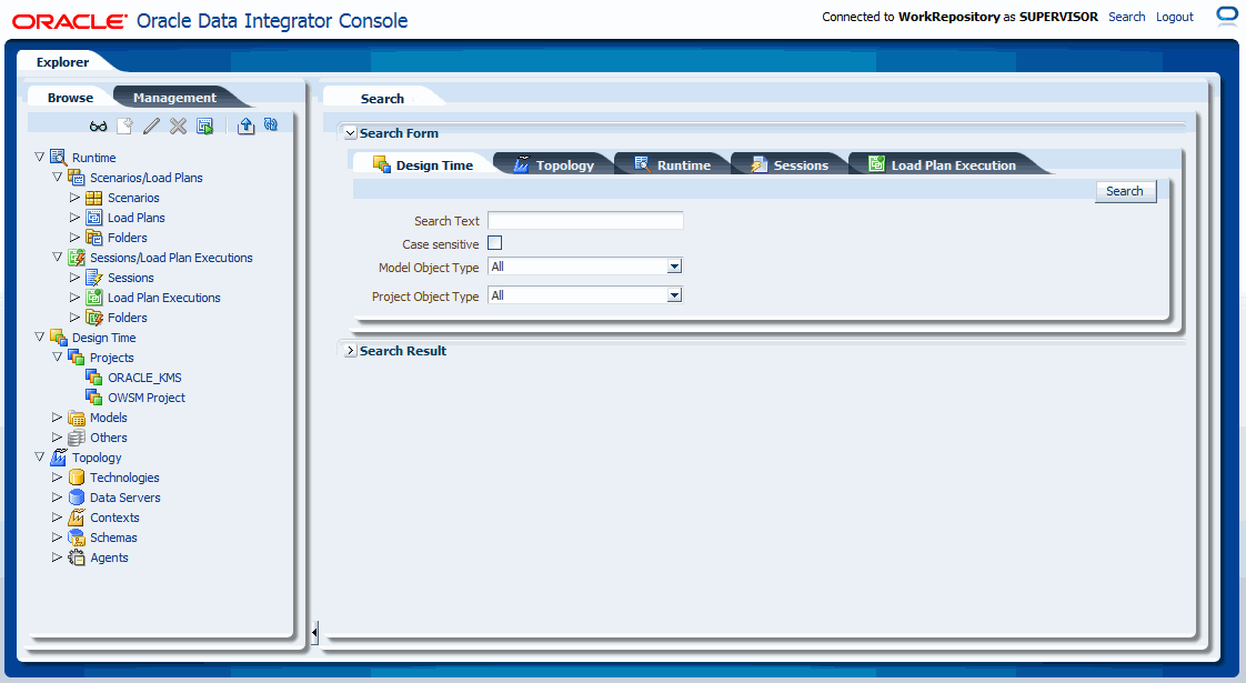 Screen shot of Oracle Data Integrator software.