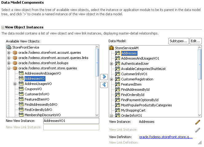 View object instance in the data model