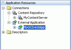 External Application in the Application Resources Panel