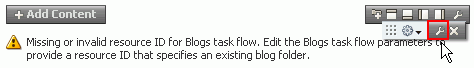 Blog task flow added to a page in Oracle Composer