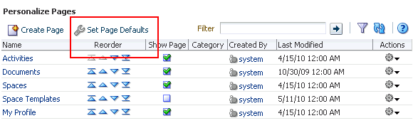 Set Page Defaults on Personalize Pages